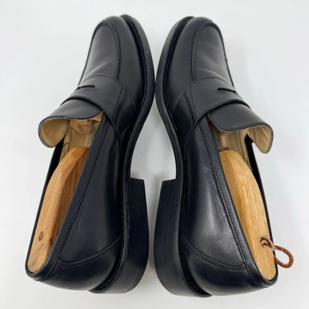 Johnston & Murphy Italy Made Penny Loafers Black Leather Dress‎ Shoes 8.5 M